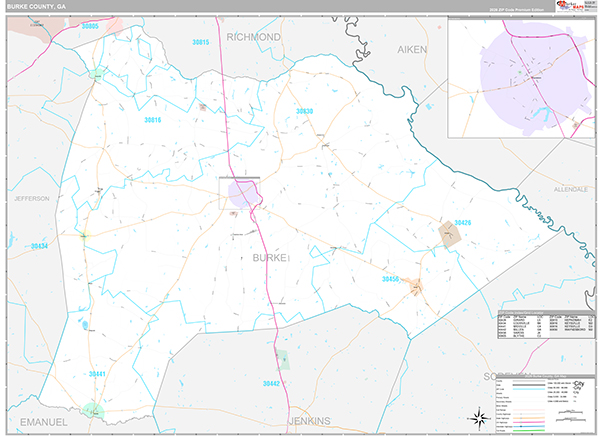 Burke County, GA Zip Code Map