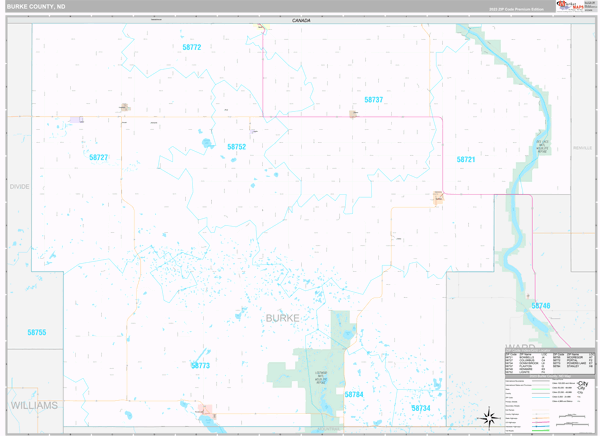 Burke County, ND Wall Map