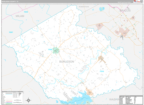 Burleson County, TX Zip Code Map