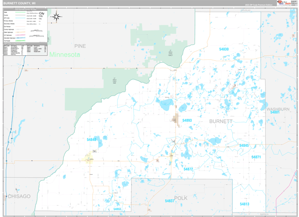 Burnett County Digital Map Premium Style