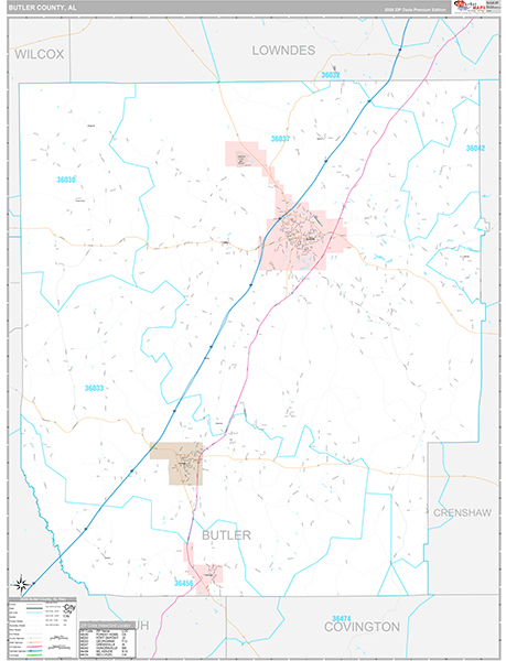 Butler County, AL Zip Code Map