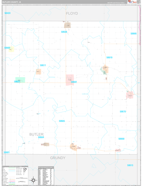 Butler County, IA Wall Map