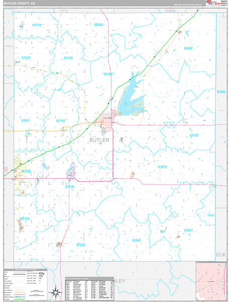 Butler County, KS Wall Map