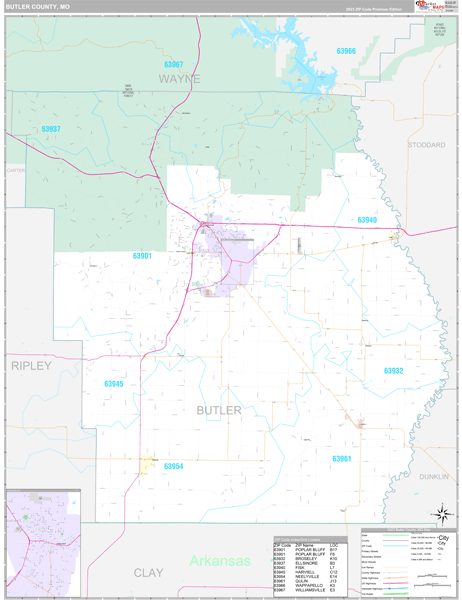 Butler County, MO Zip Code Map