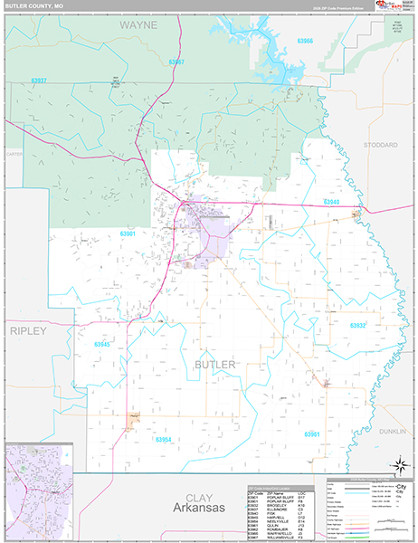 Butler County, MO Zip Code Map