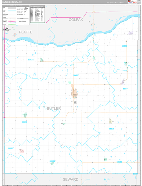 Butler County, NE Zip Code Map