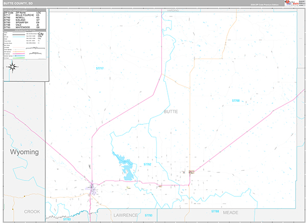 Butte County, SD Zip Code Map