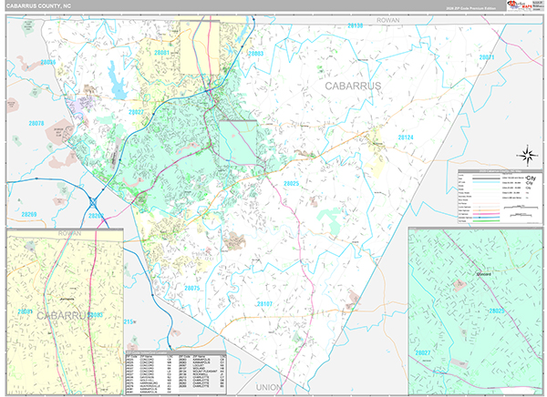 Cabarrus County, NC Wall Map