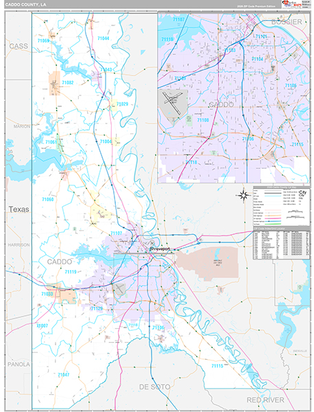 Caddo County, LA Wall Map