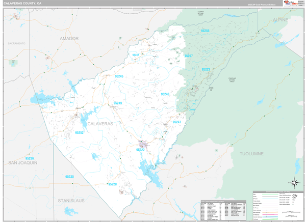 Calaveras County, CA Wall Map
