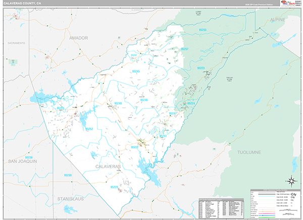 Calaveras County, CA Map Premium Style