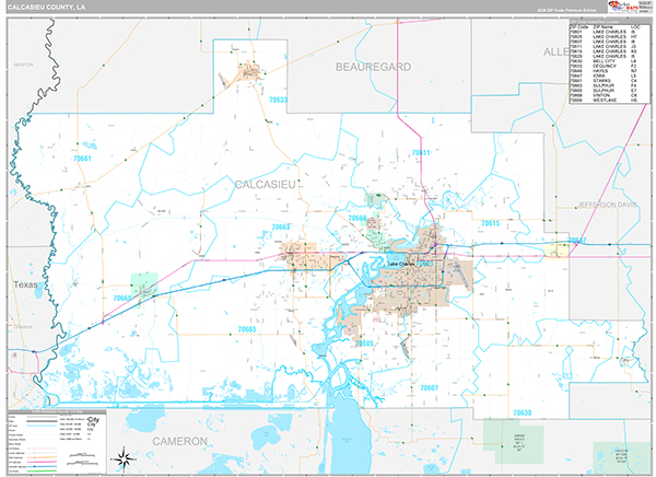 Calcasieu County, LA Wall Map