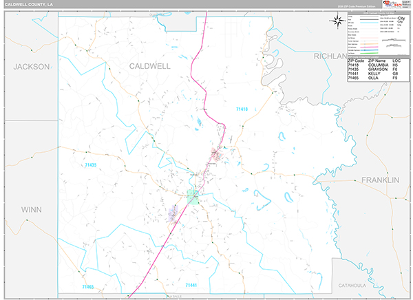 Caldwell County, LA Wall Map