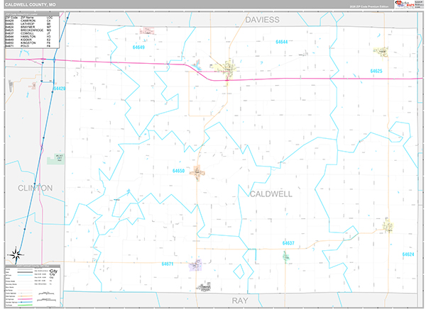 Caldwell County, MO Wall Map