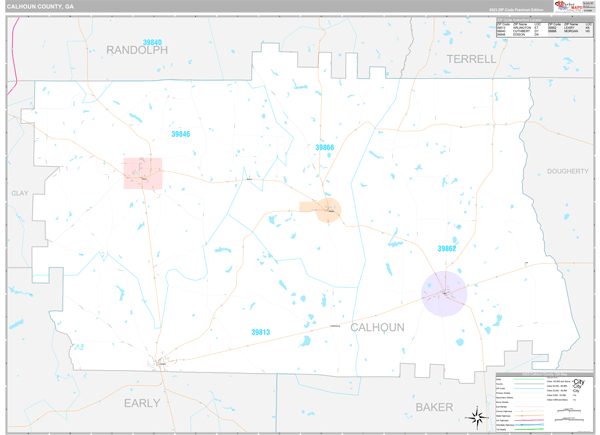 Calhoun County Wall Map Premium Style