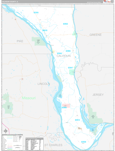Calhoun County, IL Carrier Route Wall Map