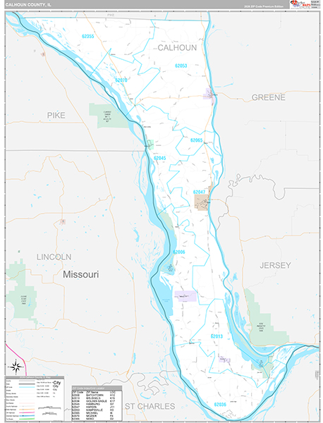 Calhoun County, IL Zip Code Map