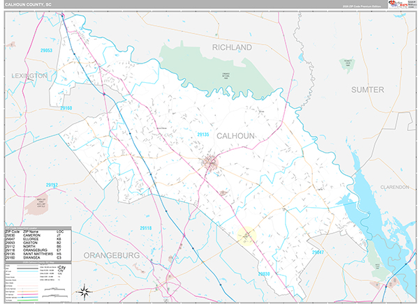 Calhoun County, SC Wall Map