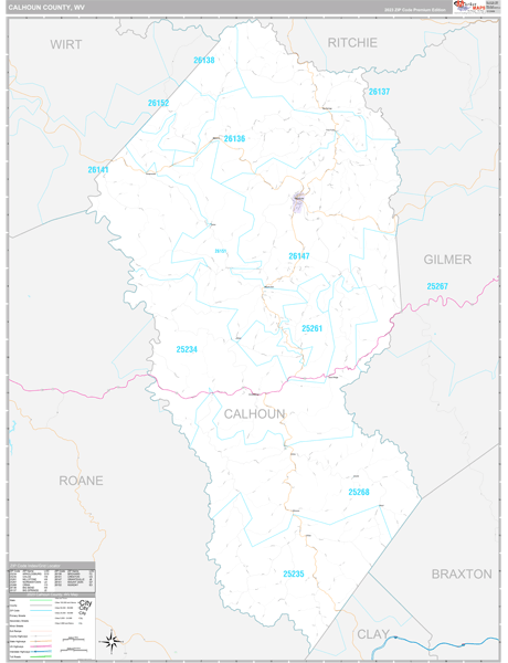 Calhoun County, WV Wall Map