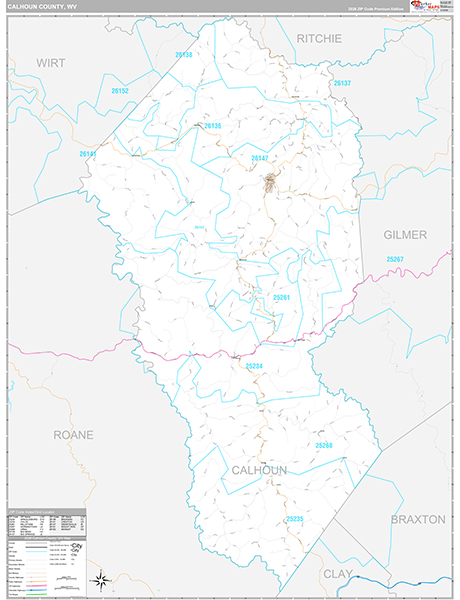 Calhoun County, WV Zip Code Map