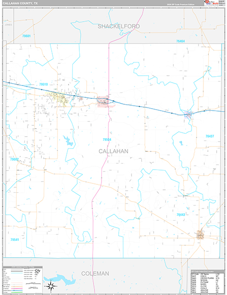 Callahan County, TX Zip Code Map