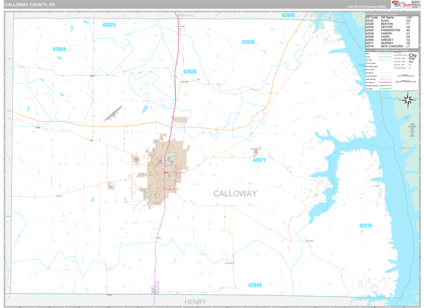 Calloway County, KY Wall Map Premium Style