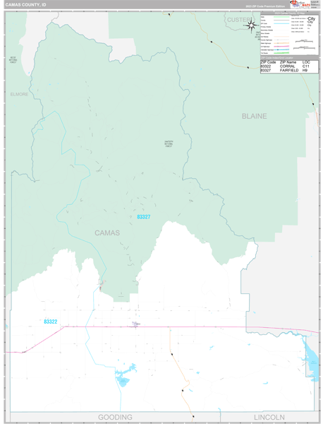 Camas County, ID Wall Map