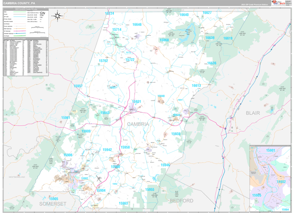 Cambria County Digital Map Premium Style