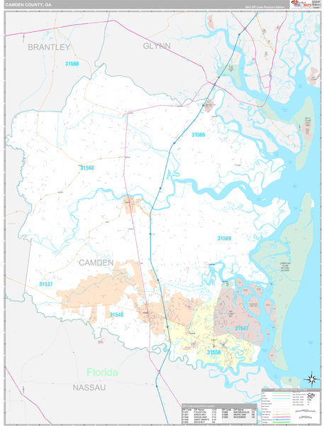 Camden County, GA Carrier Route Wall Map