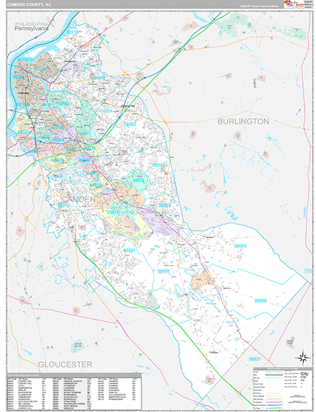 Camden County, NJ Zip Code Map