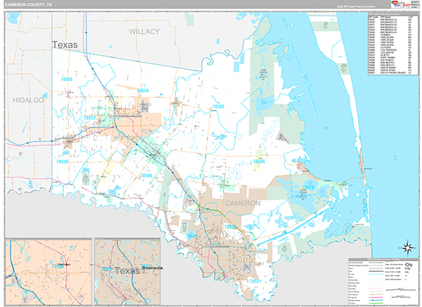 Cameron County, TX Zip Code Map