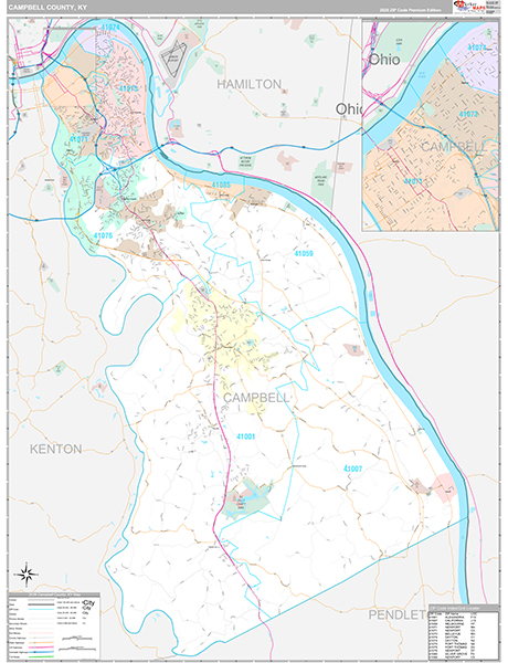 Campbell County, KY Zip Code Map