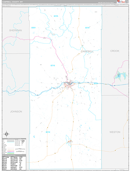 Campbell County, WY Zip Code Map