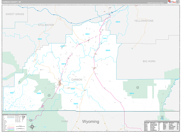 Carbon County, MT Wall Map