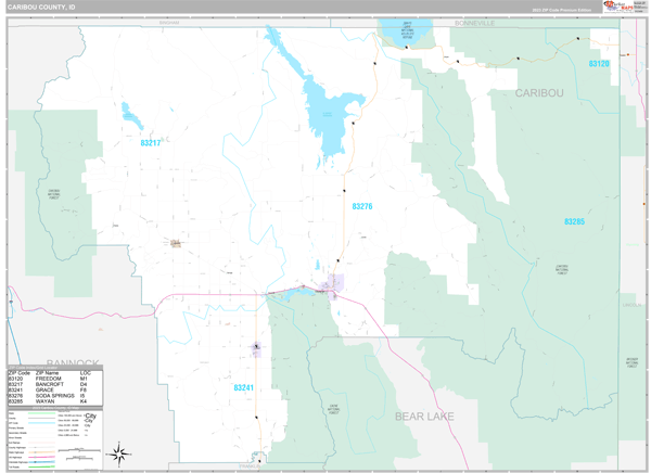 Caribou County, ID Wall Map Premium Style