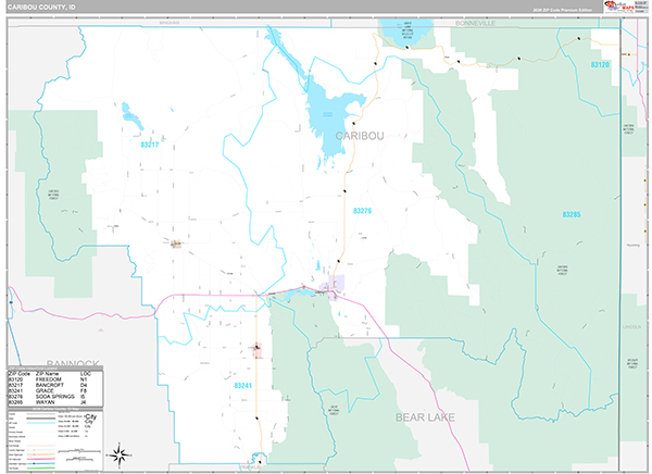 Caribou County, ID Wall Map