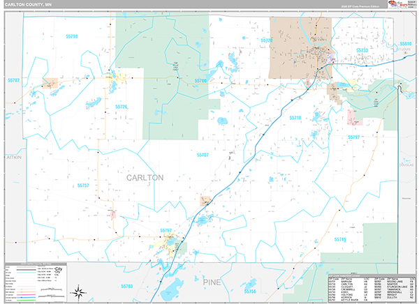 Carlton County, MN Wall Map