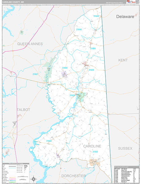 Caroline County, MD Wall Map