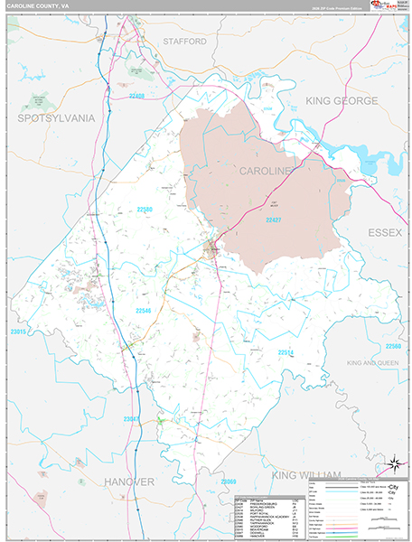 Caroline County, VA Wall Map