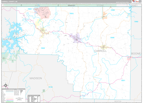 Carroll County, AR Zip Code Map