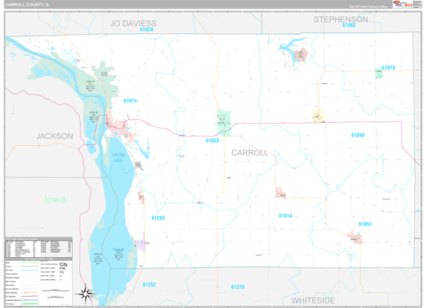 Carroll County, IL Wall Map Premium Style