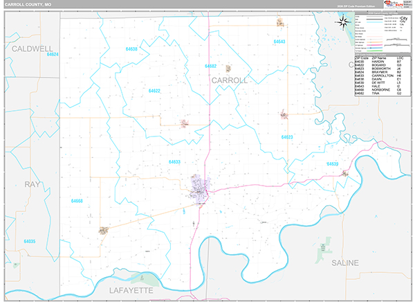 Carroll County, MO Map Premium Style