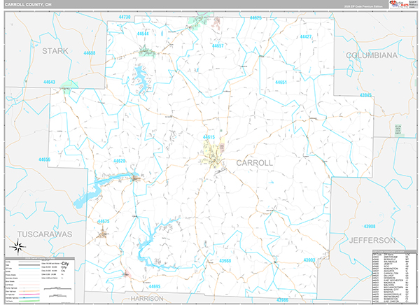 Carroll County, OH Zip Code Map
