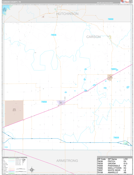Carson County, TX Wall Map
