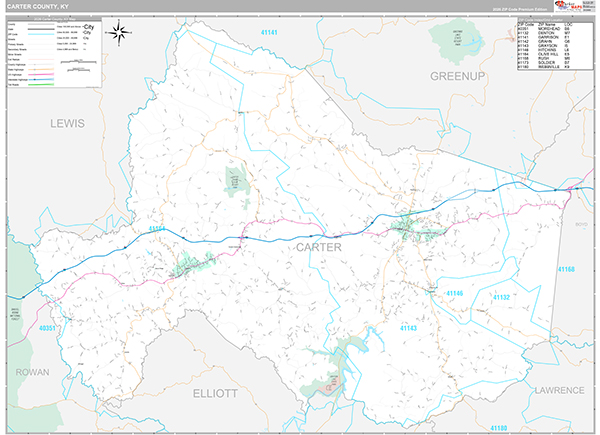 Carter County, KY Wall Map
