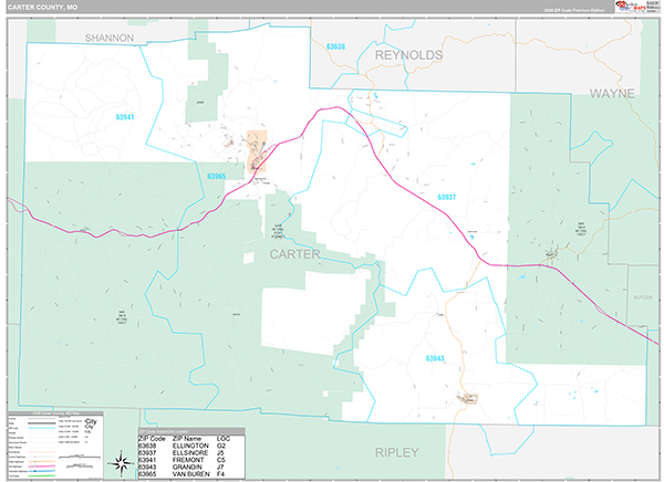 Carter County, MO Map Premium Style