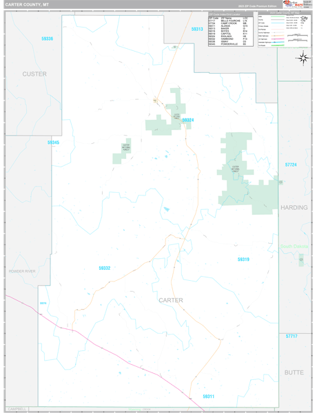Carter County, MT Wall Map