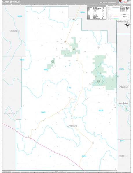 Carter County, MT Wall Map