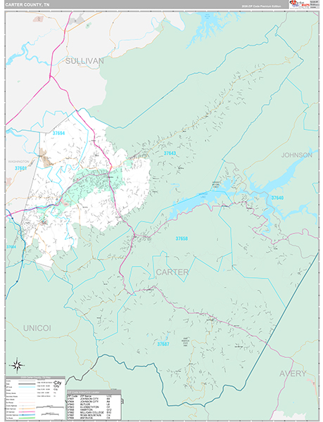 Carter County, TN Wall Map