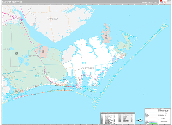 Carteret County, NC Wall Map